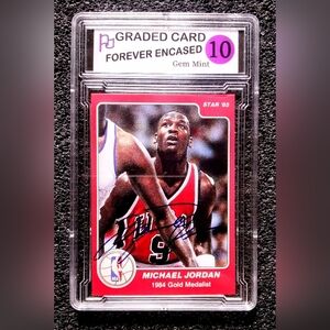 Michael Jordan Olympic Gold Medalist Autograph Basketball Rookie Card Graded 10